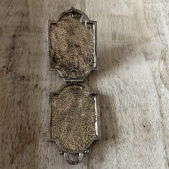 Art Nouveau Lady Goddess Nymph Nude Locket Pendant 2 Sided Silver Plated - Picture 5 of 9